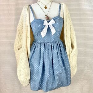 ♡ a-line polka dot short dress with bow detailing ♡